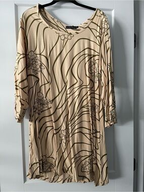 Living hula Beige Floral Print Tunic Dress